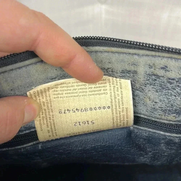 Vintage Gucci Boston Hand Bag Satchel Purse Monogram Navy Canvas Leather - Picture 12 of 16